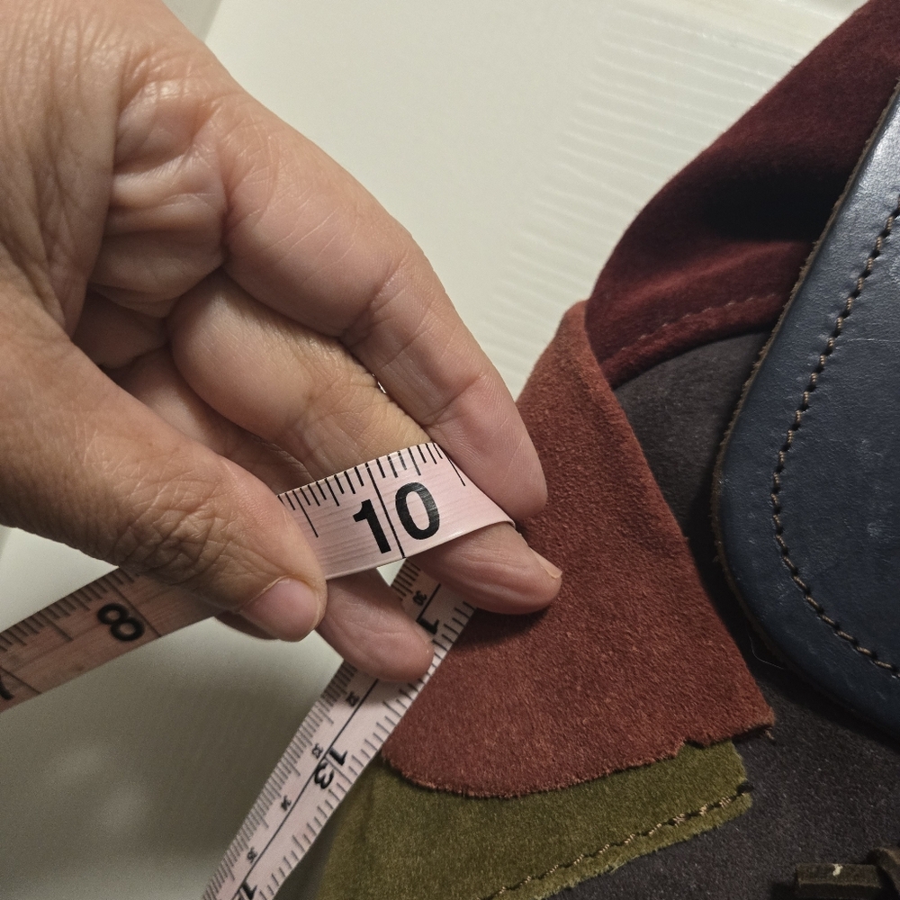 Suede leather patchwork multicolour backpack bag - image 7